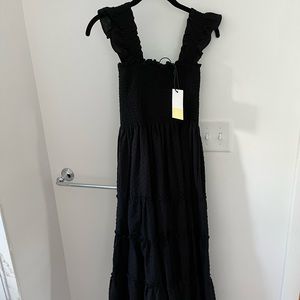 Kourt smocked black dress medium nwt